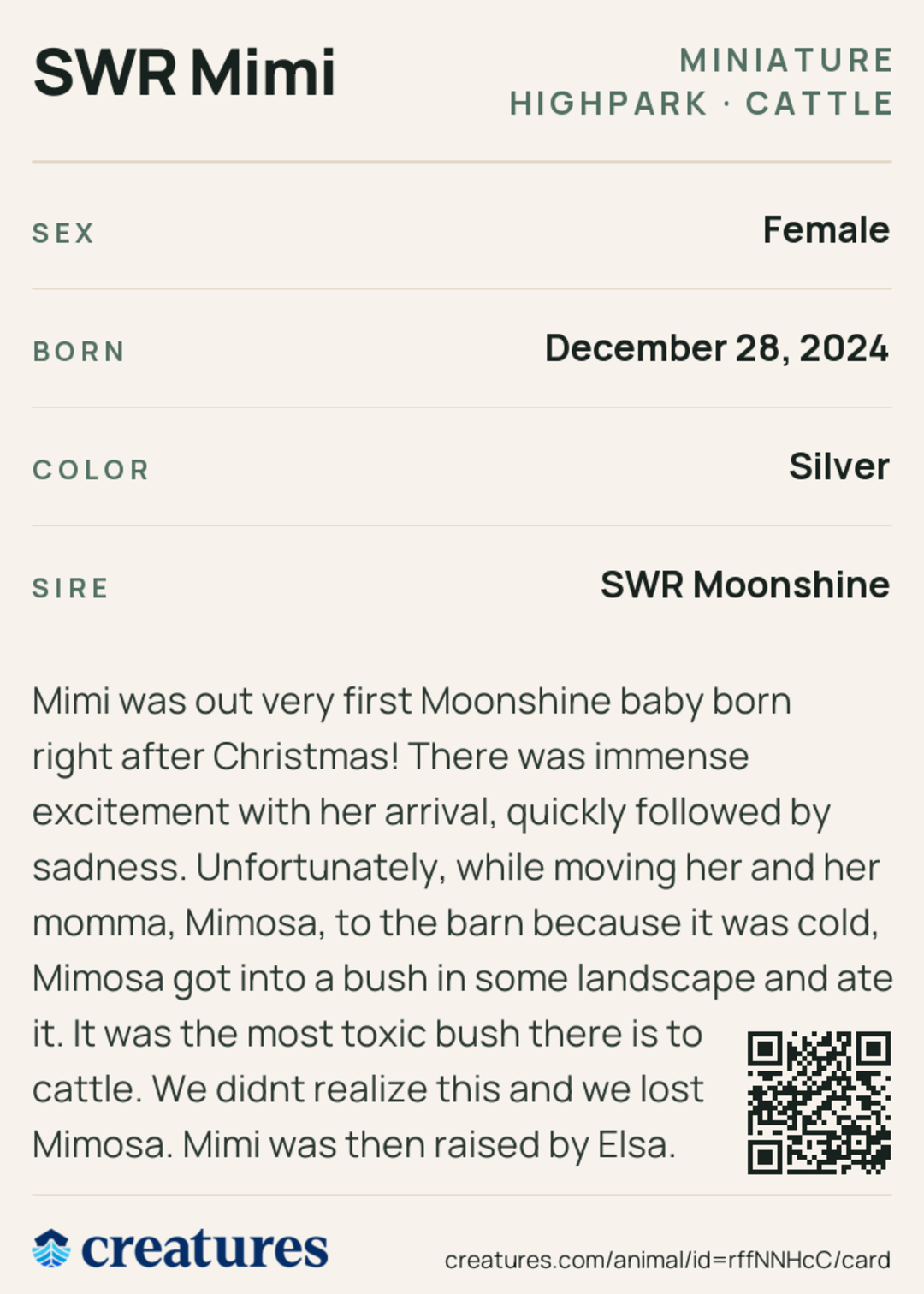 SWR Mimi Creature Card back