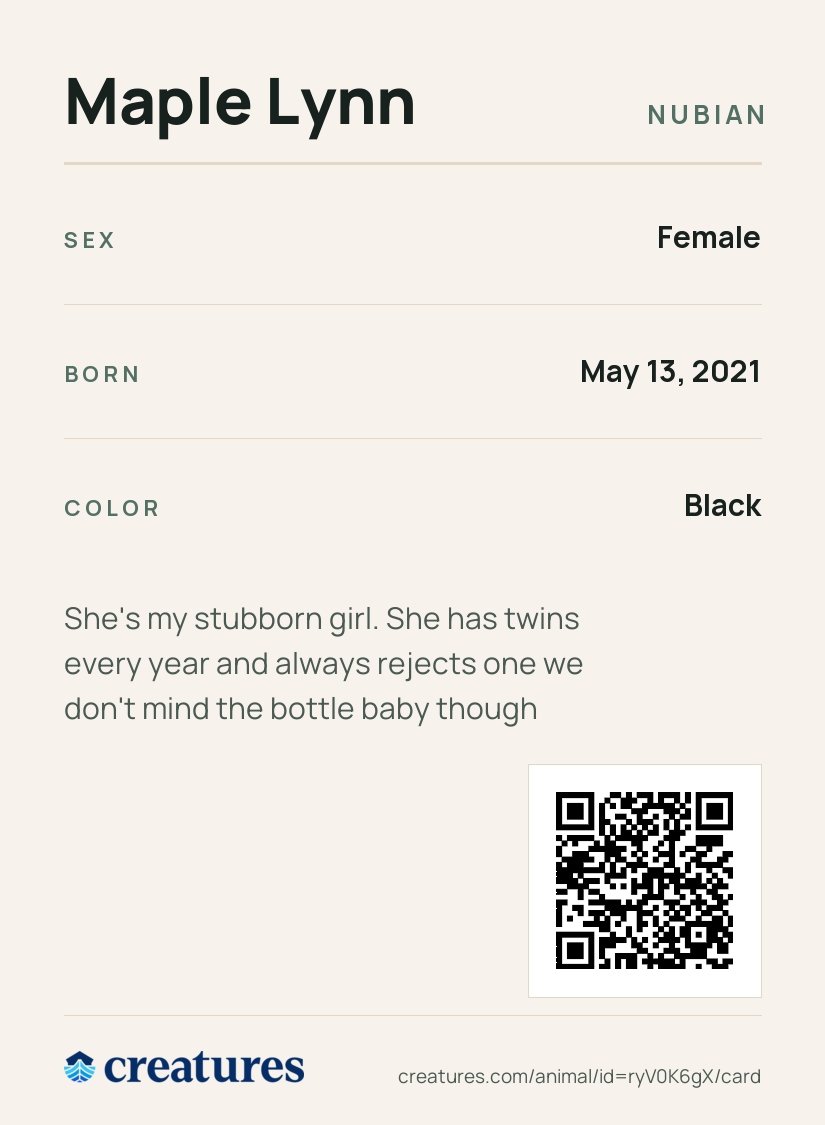 Maple Lynn Creature Card back