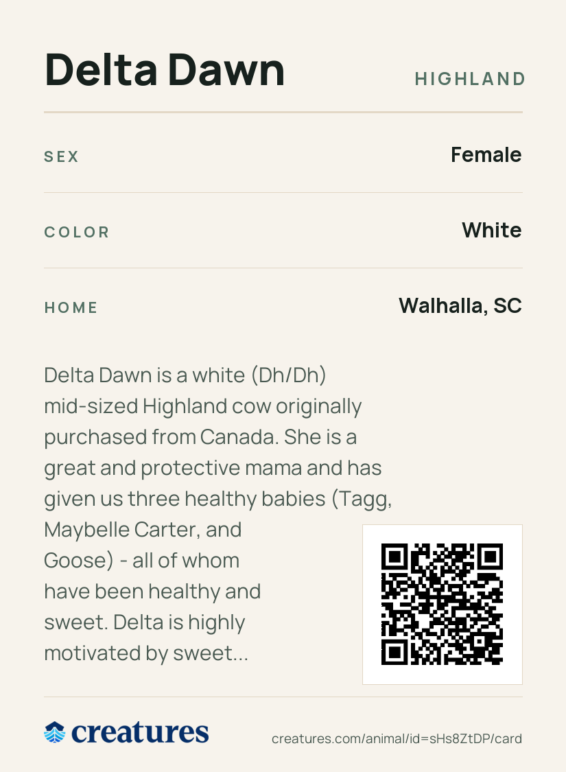 Delta Dawn Creature Card back