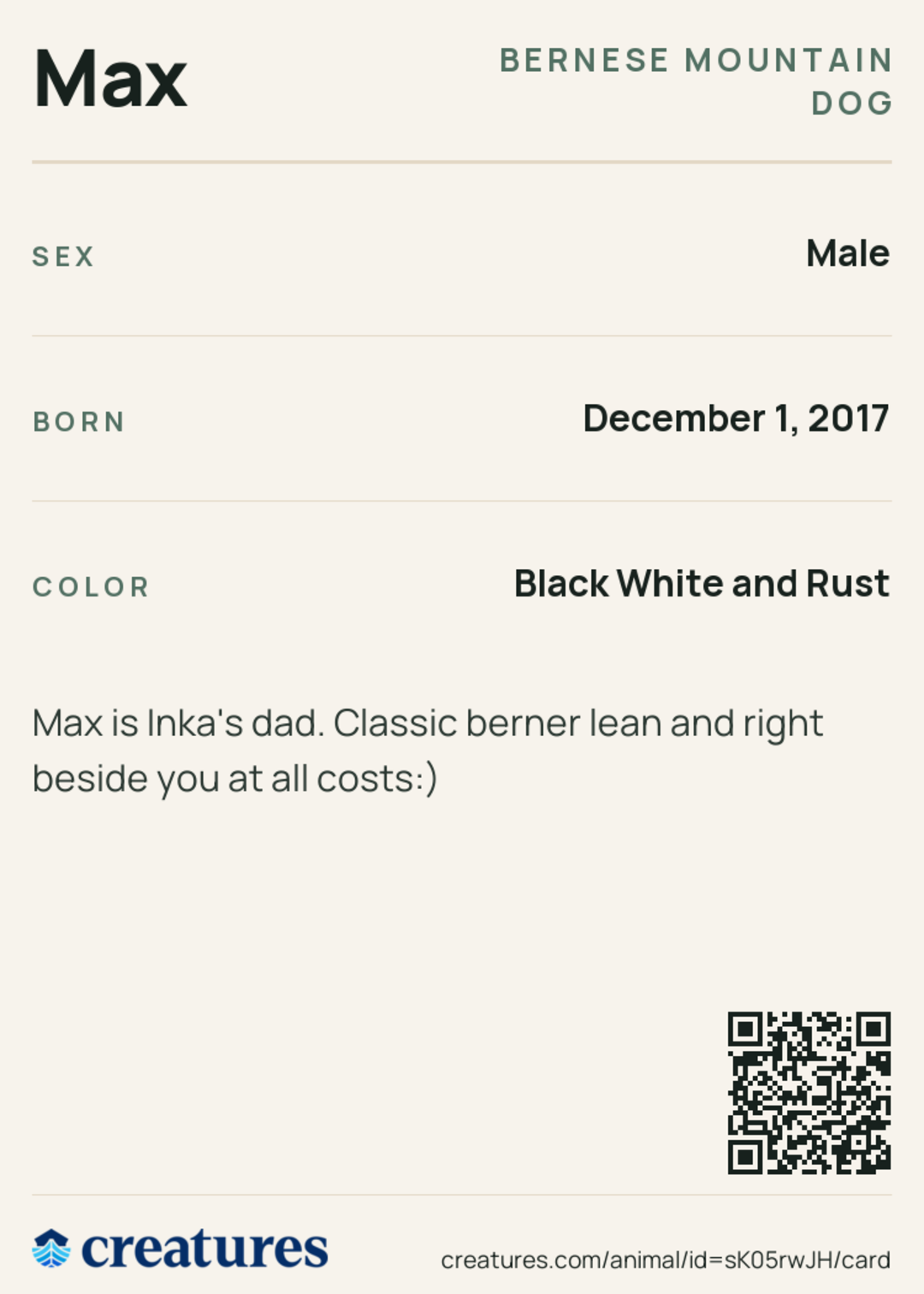 Max Creature Card back