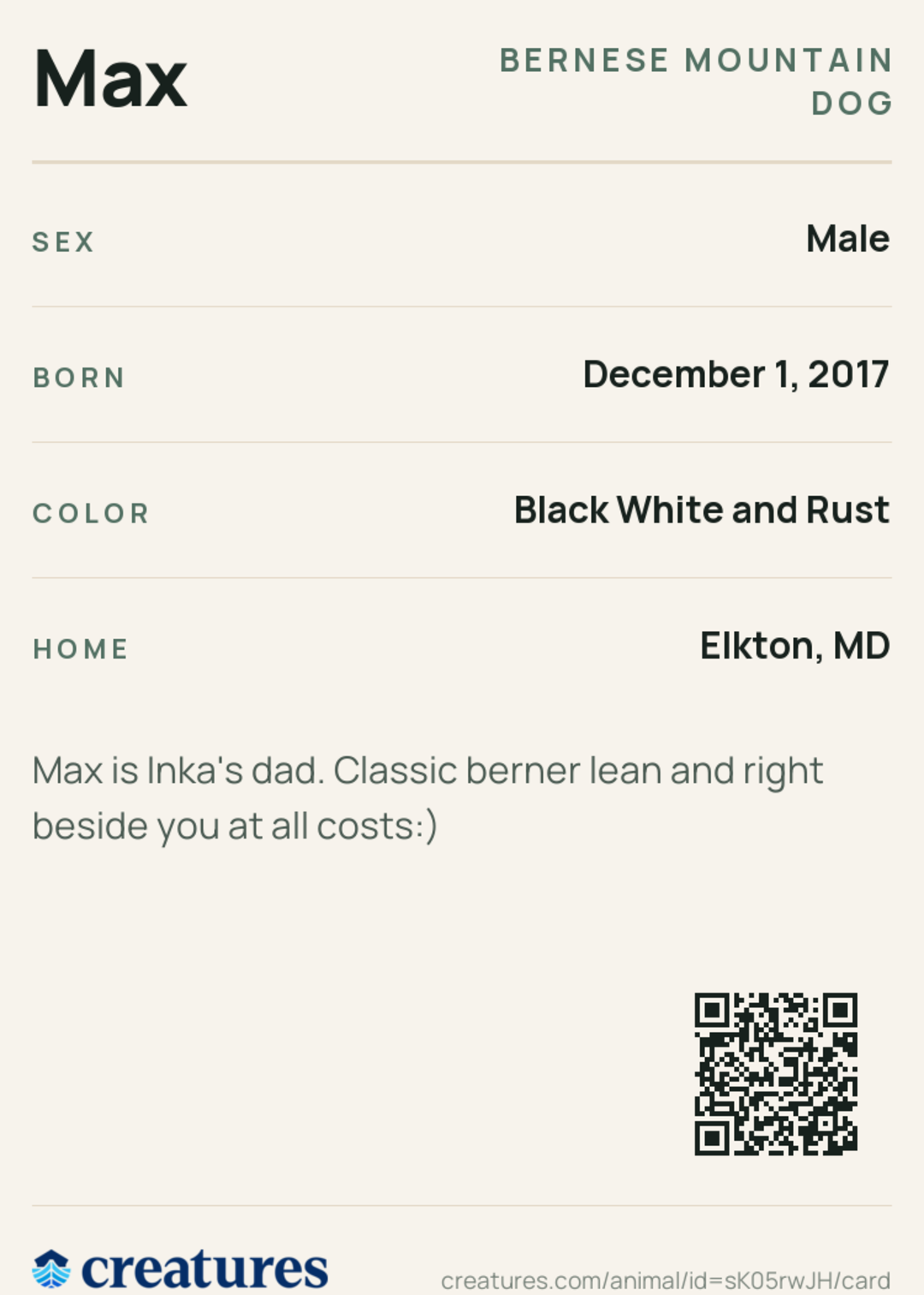Max Creature Card back