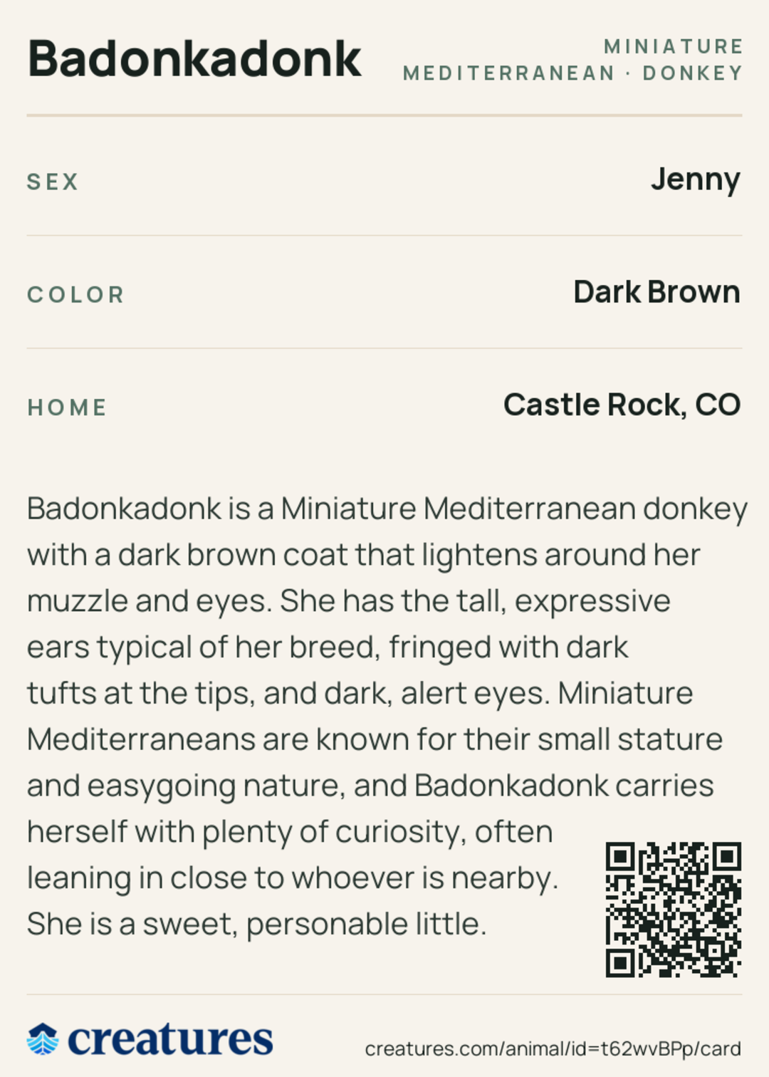 Badonkadonk Creature Card back
