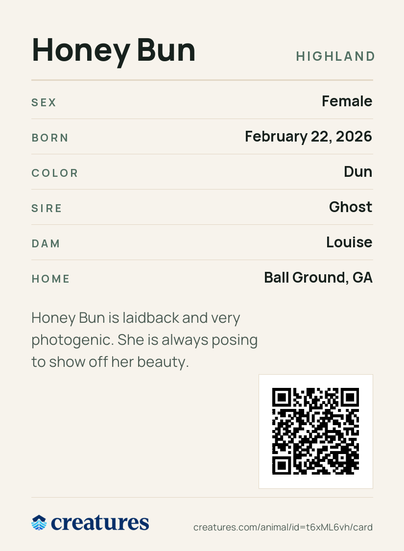 Honey Bun Creature Card back