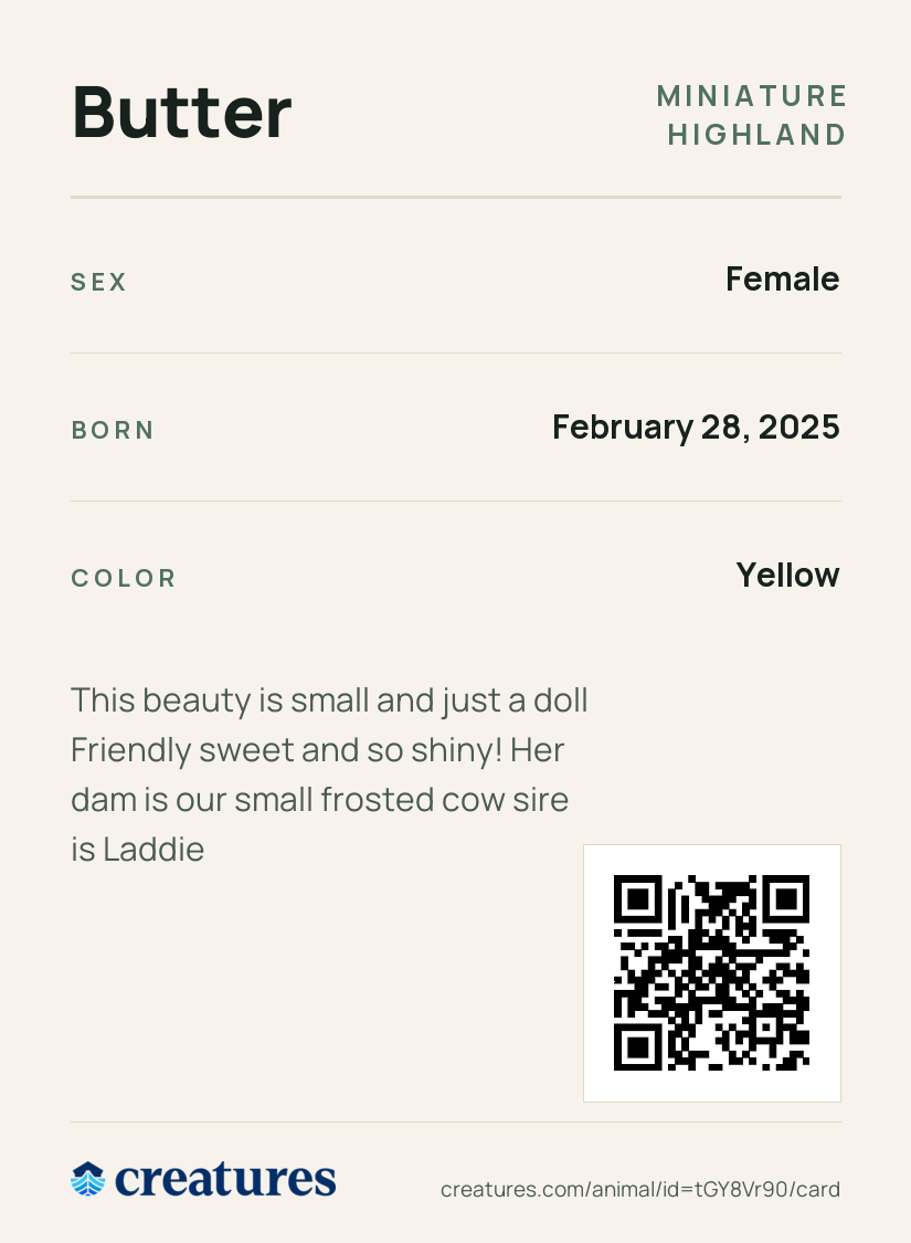 Butter Creature Card back