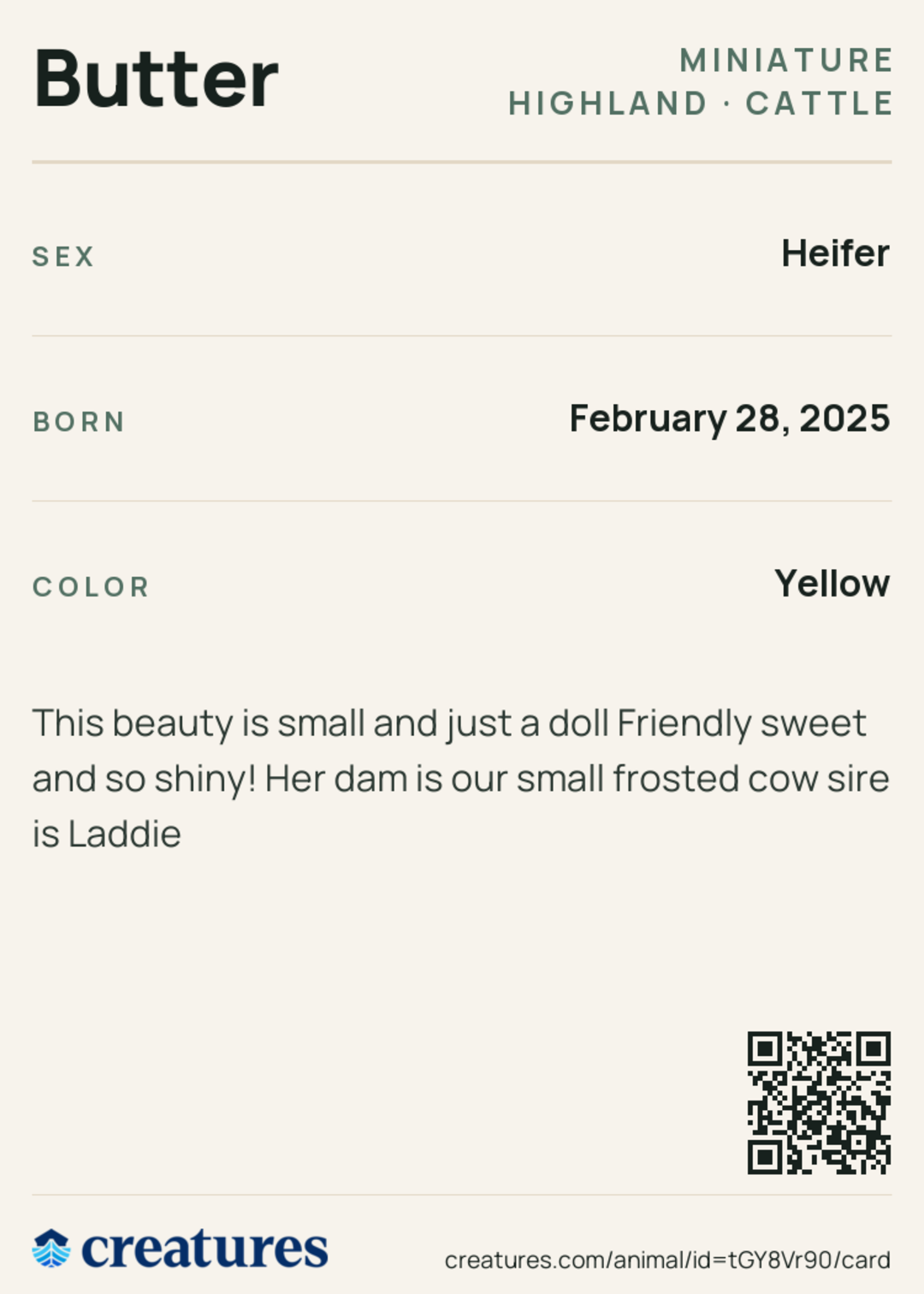 Butter Creature Card back