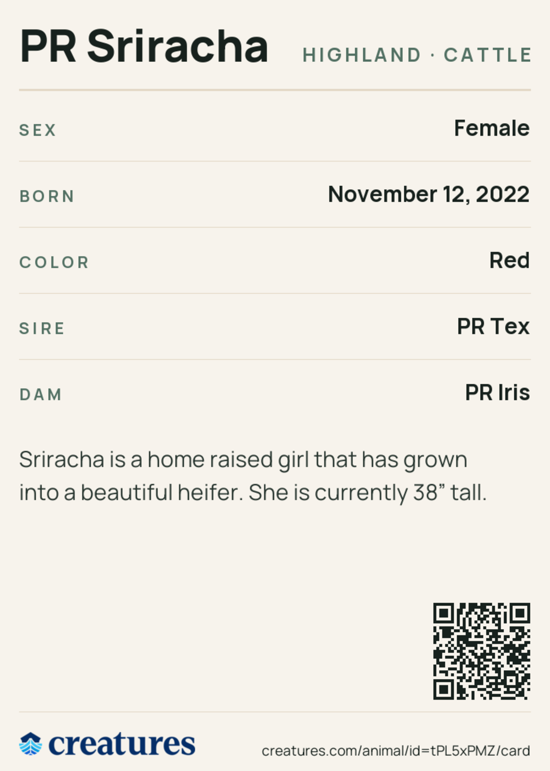 PR Sriracha Creature Card back