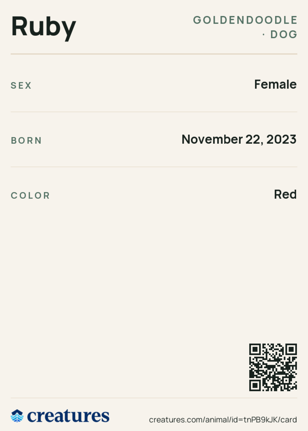 Ruby Creature Card back