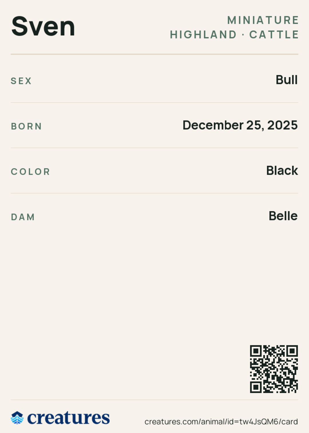 Sven Creature Card back