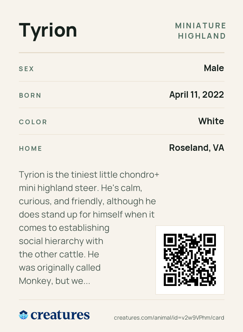 Tyrion Creature Card back