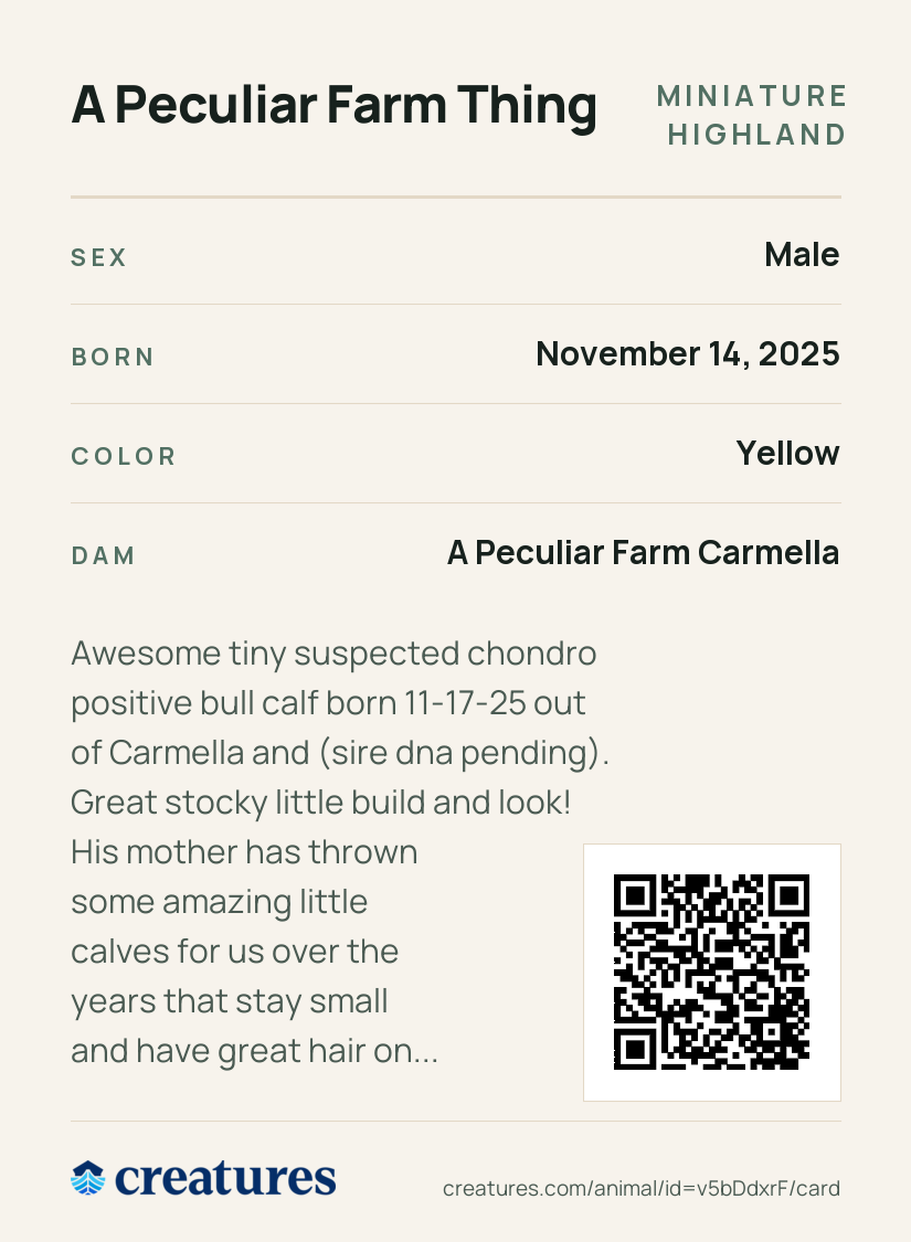 A Peculiar Farm Thing Creature Card back