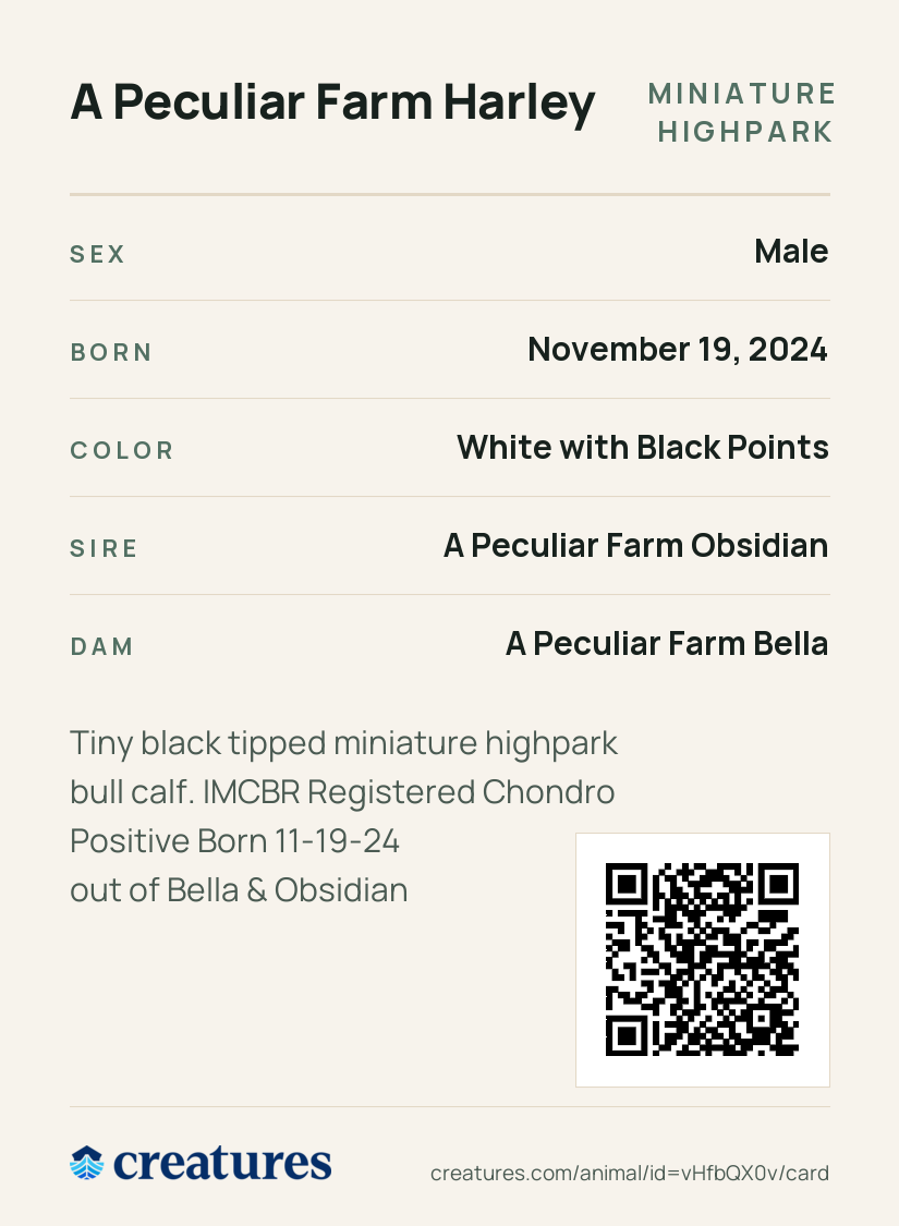 A Peculiar Farm Harley Creature Card back