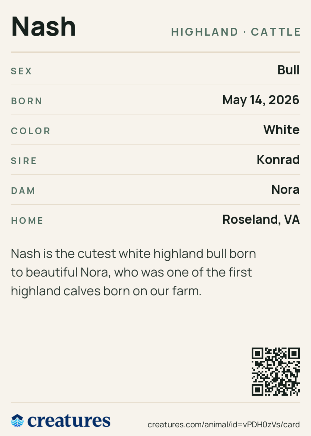 Nash Creature Card back