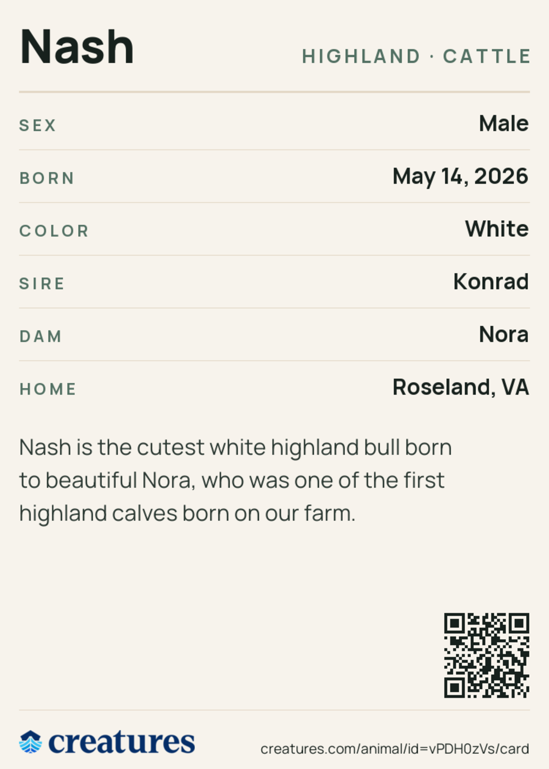 Nash Creature Card back