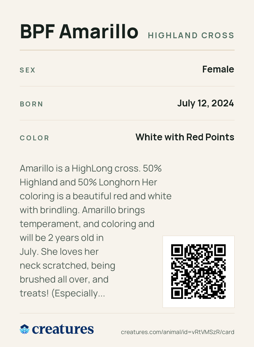 BPF Amarillo Creature Card back