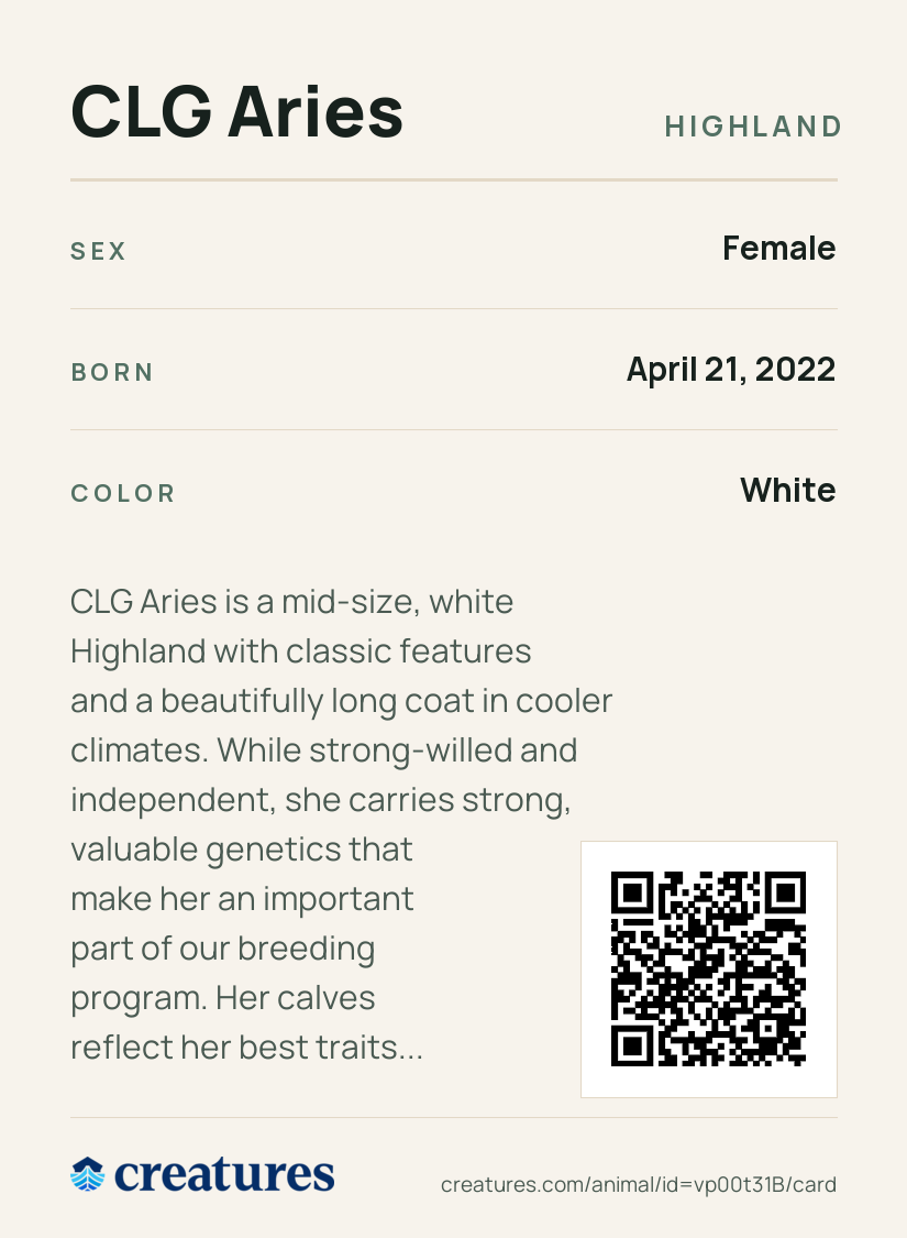 CLG Aries Creature Card back