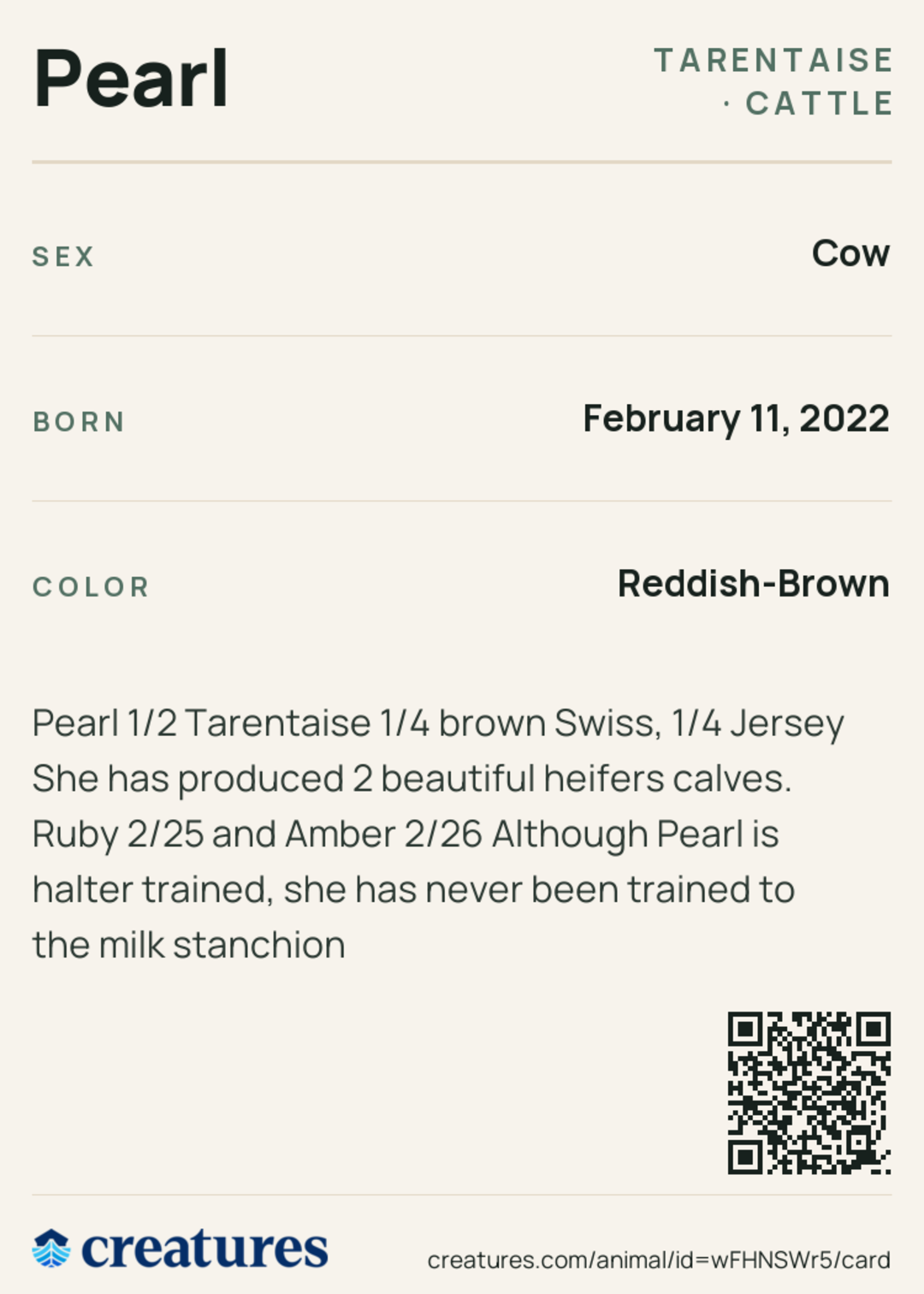 Pearl Creature Card back