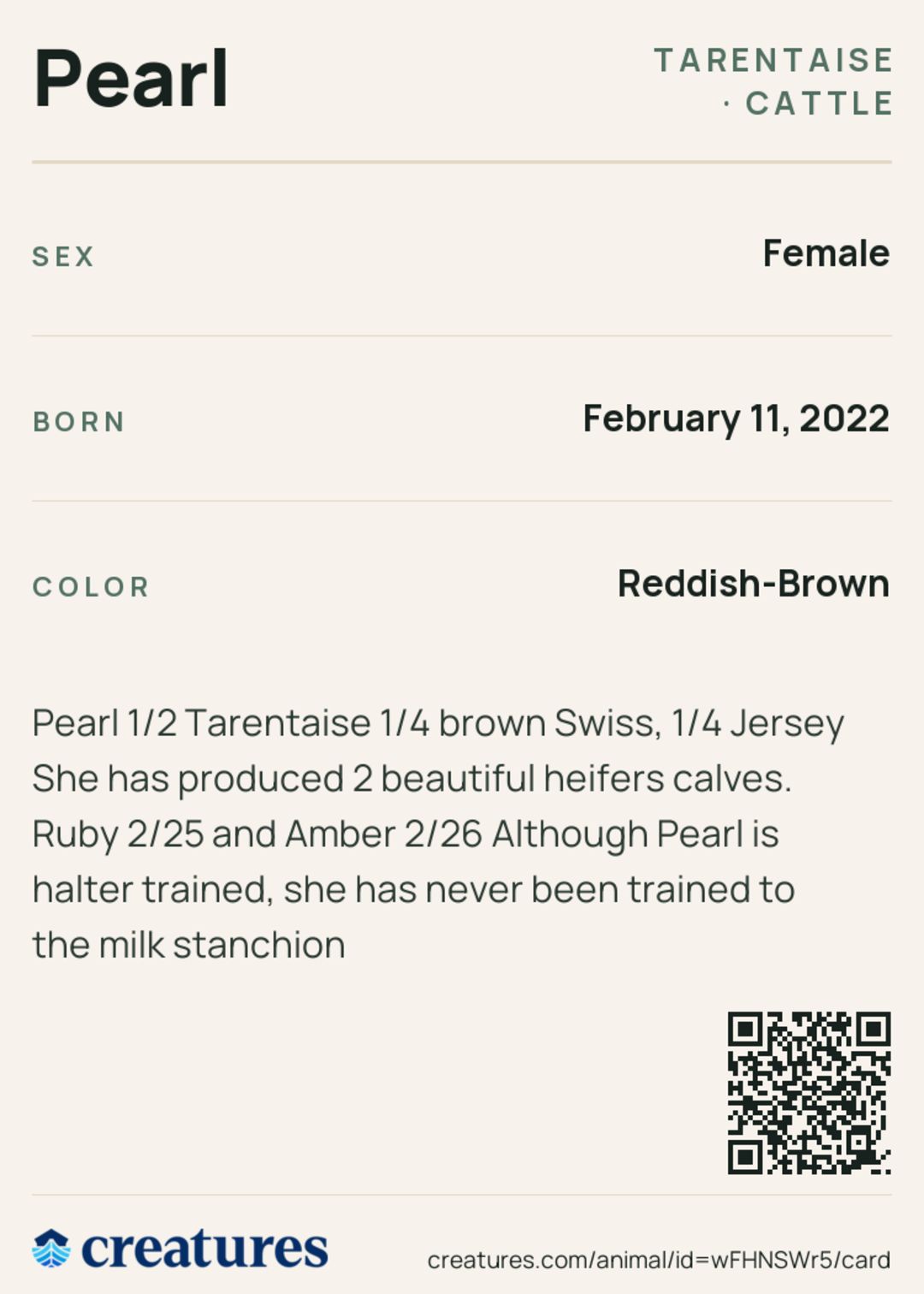 Pearl Creature Card back