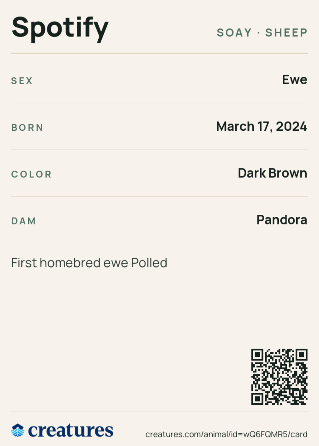 Spotify Creature Card back