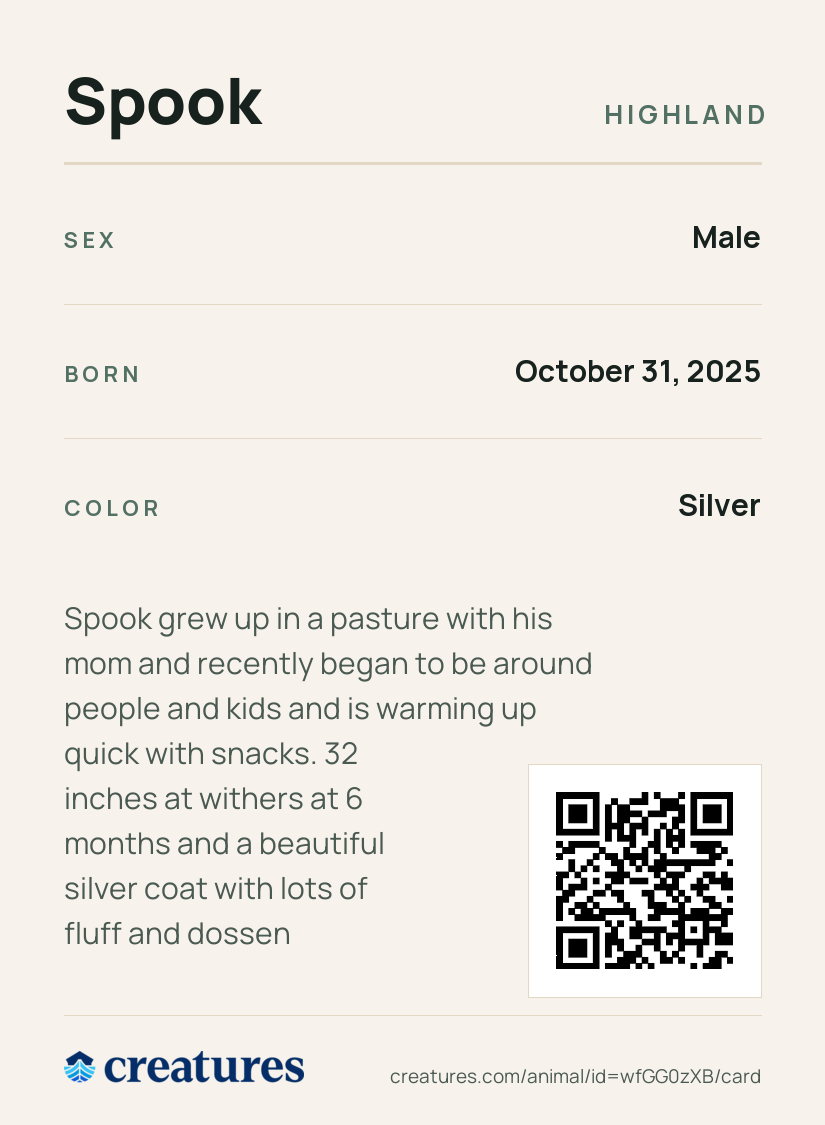 Spook Creature Card back