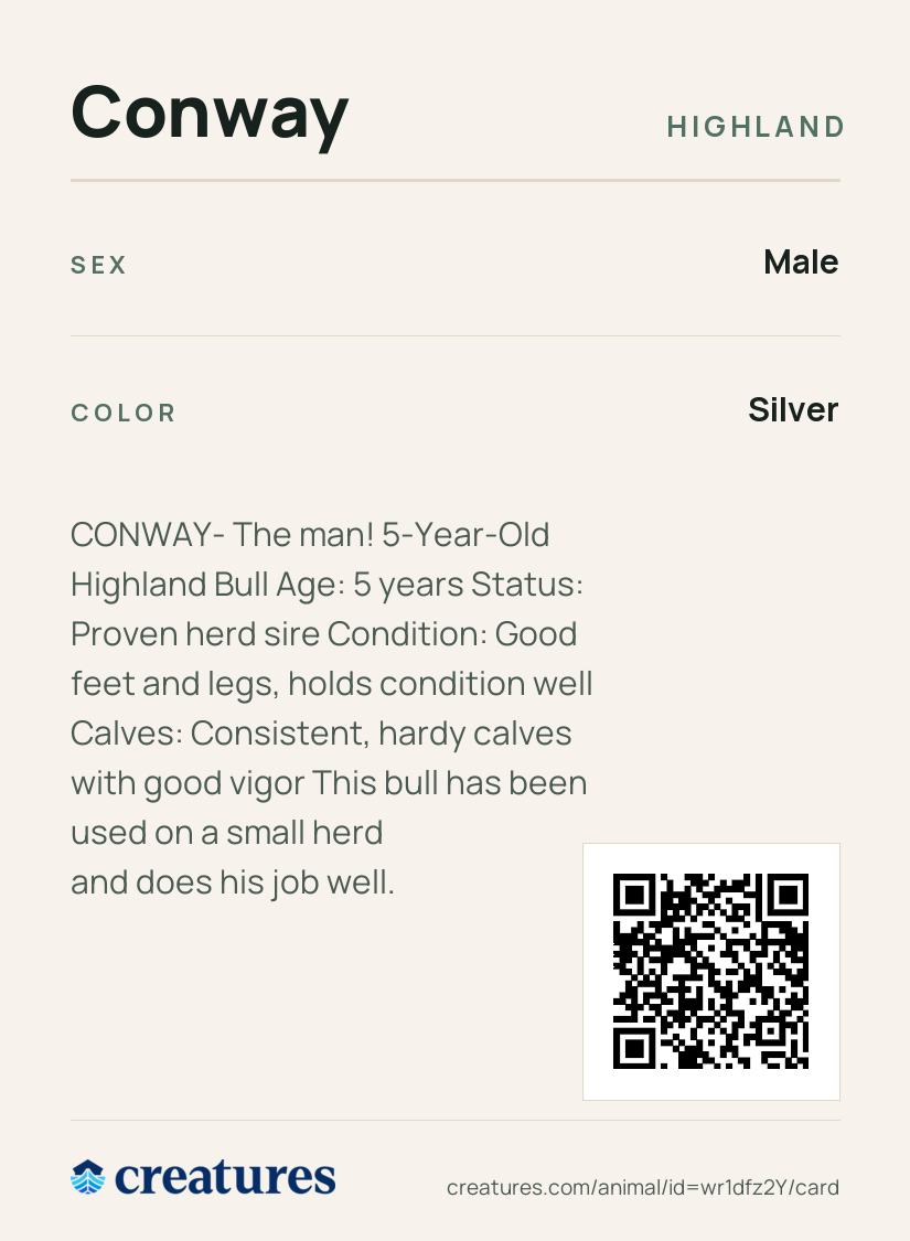 Conway Creature Card back