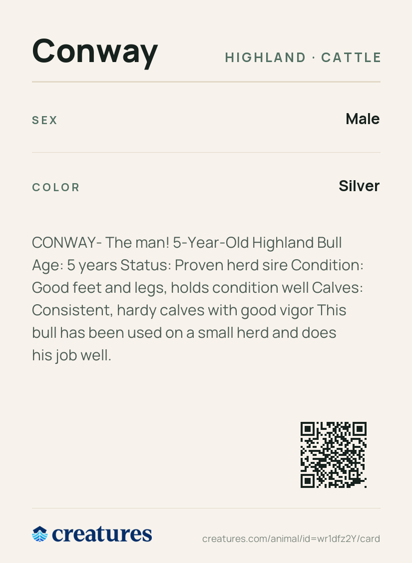 Conway Creature Card back