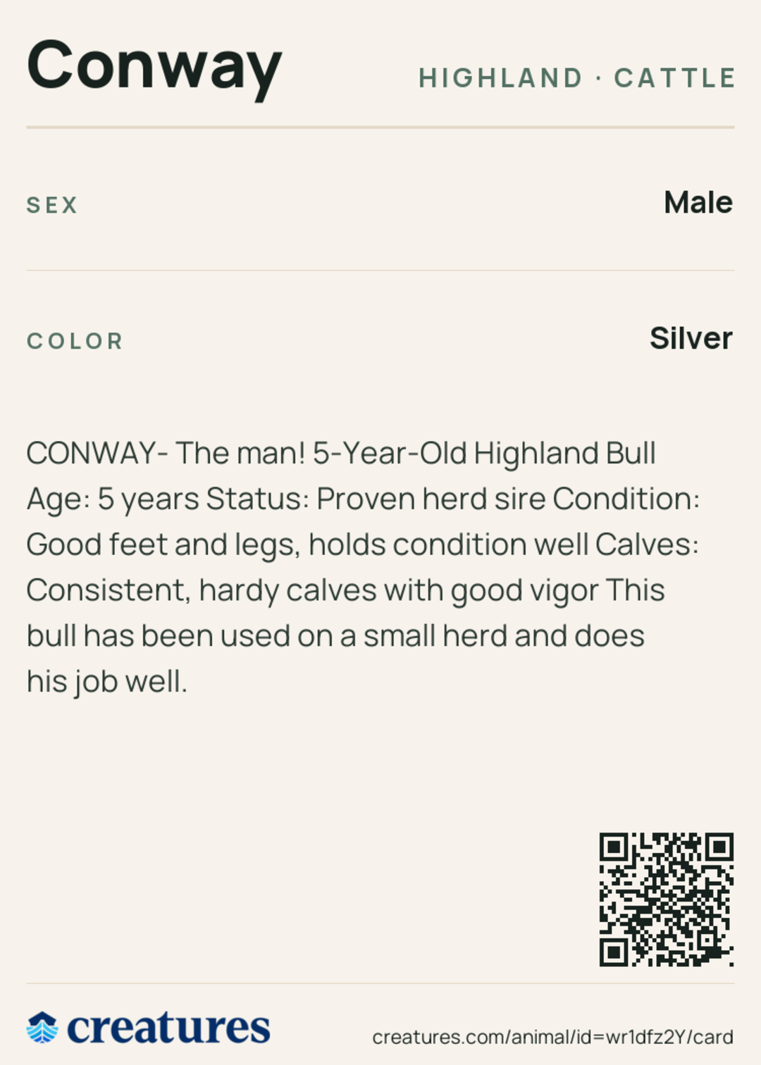 Conway Creature Card back