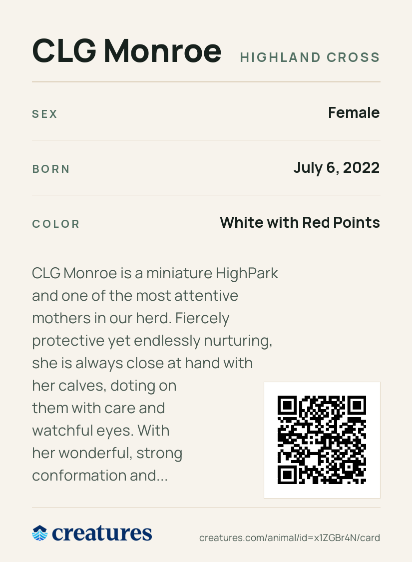 CLG Monroe Creature Card back
