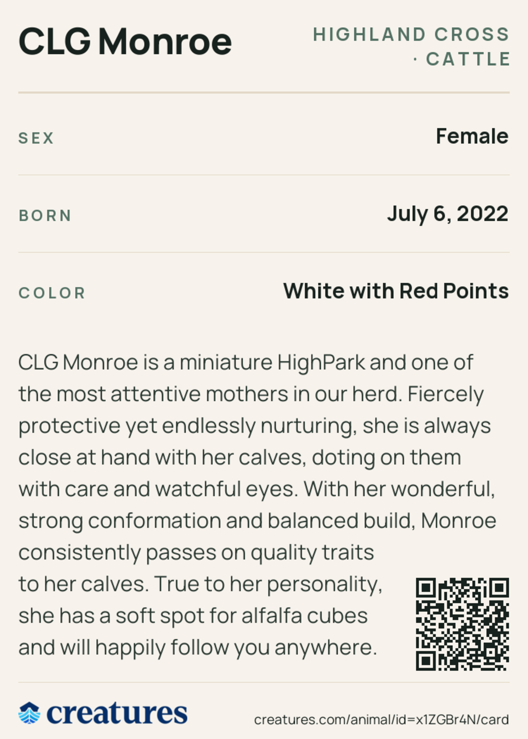 CLG Monroe Creature Card back