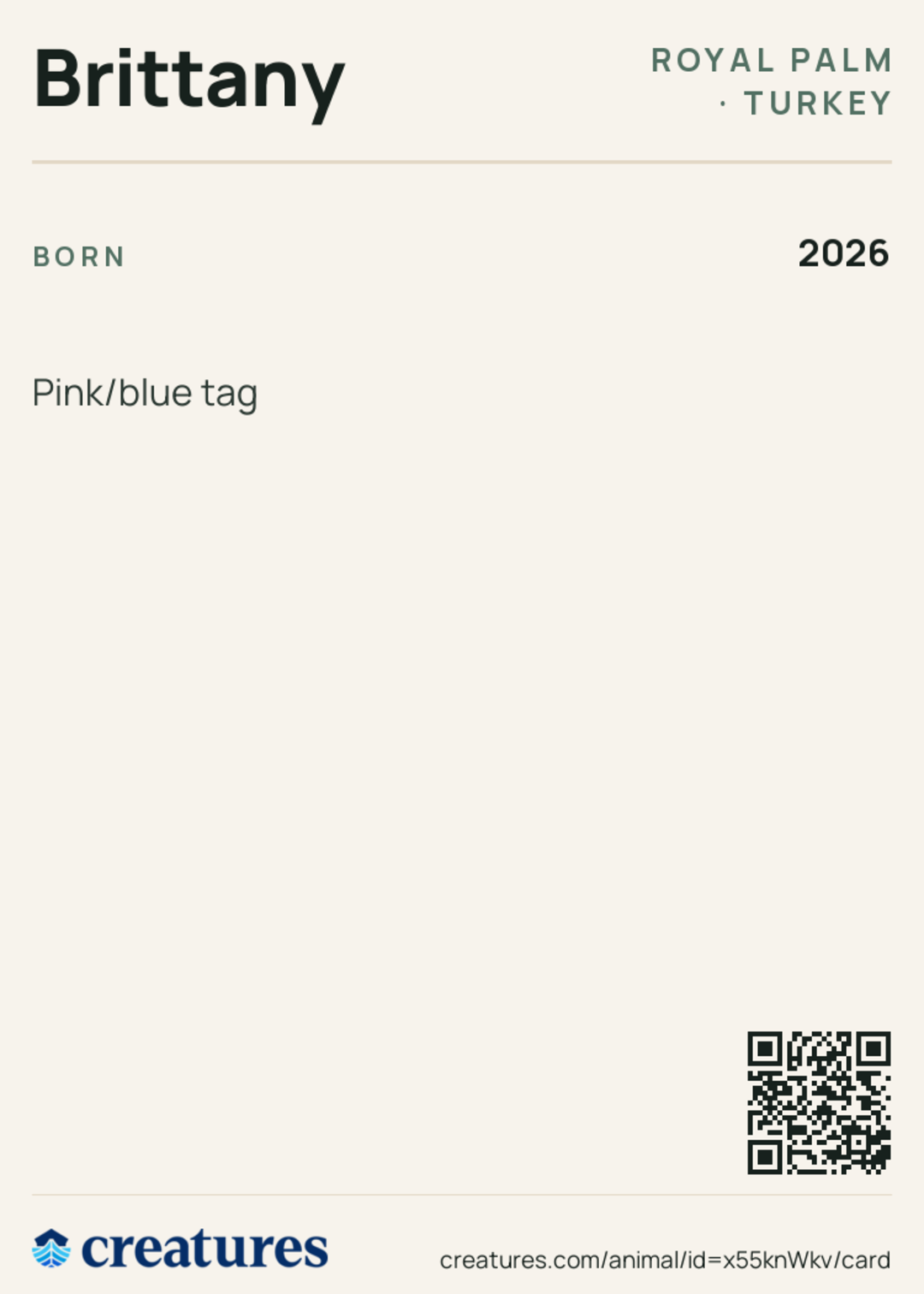 Brittany Creature Card back