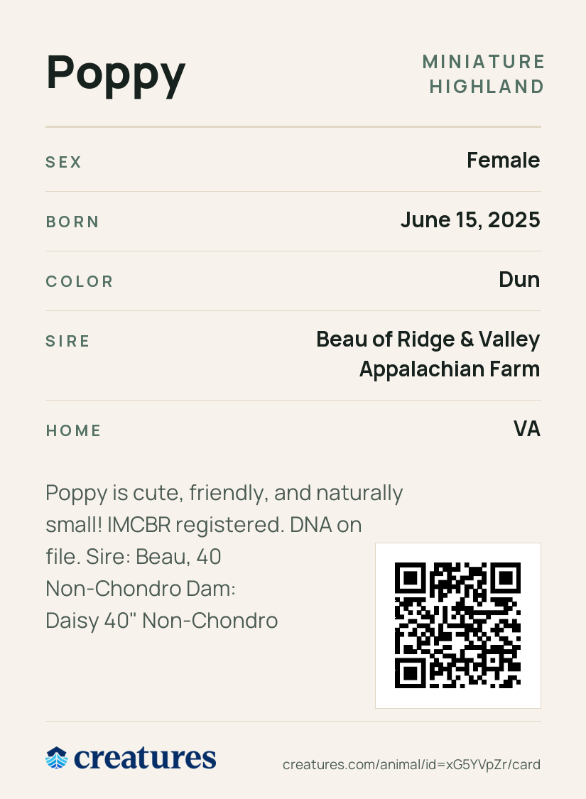 Poppy Creature Card back