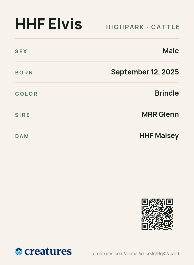 HHF Elvis Creature Card back