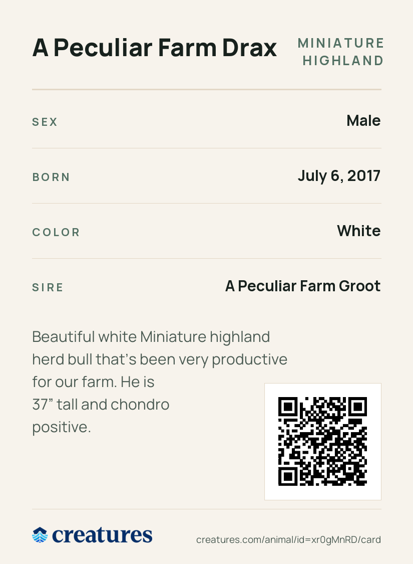 A Peculiar Farm Drax Creature Card back