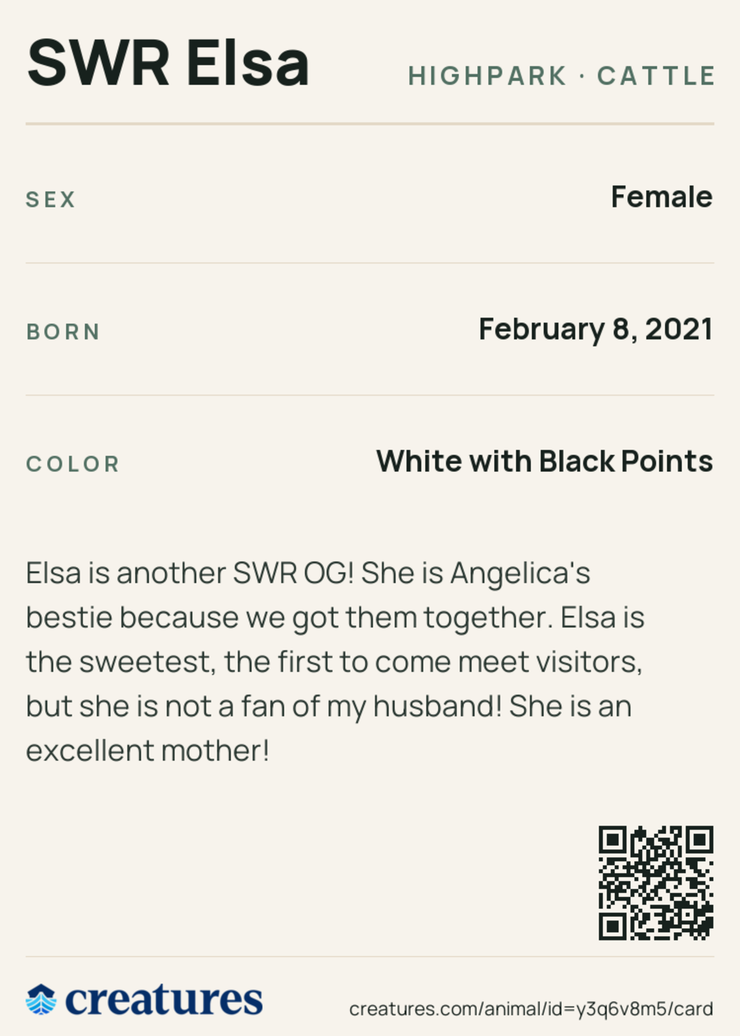 SWR Elsa Creature Card back