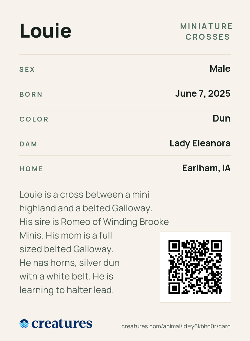 Louie Creature Card back