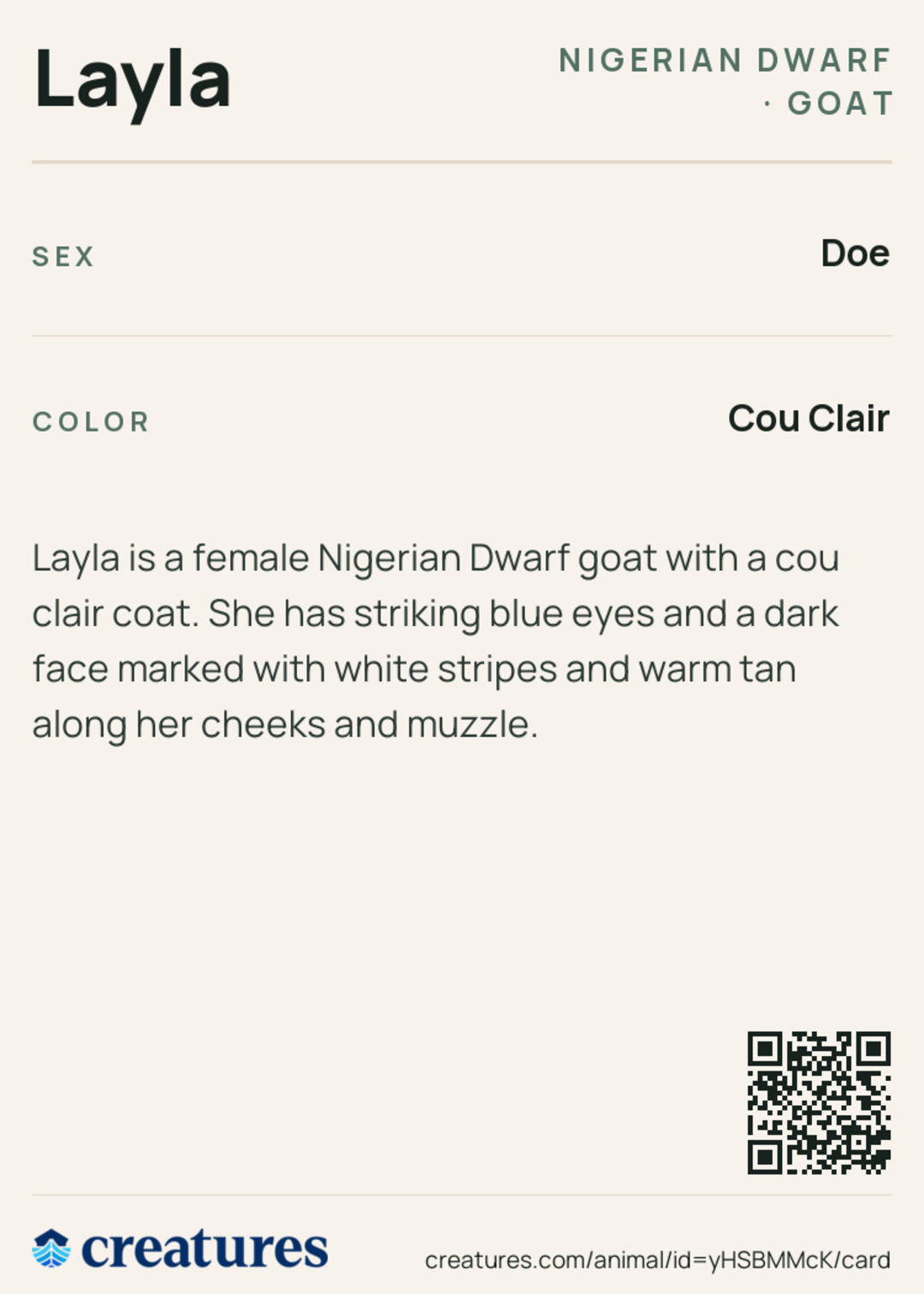 Layla Creature Card back