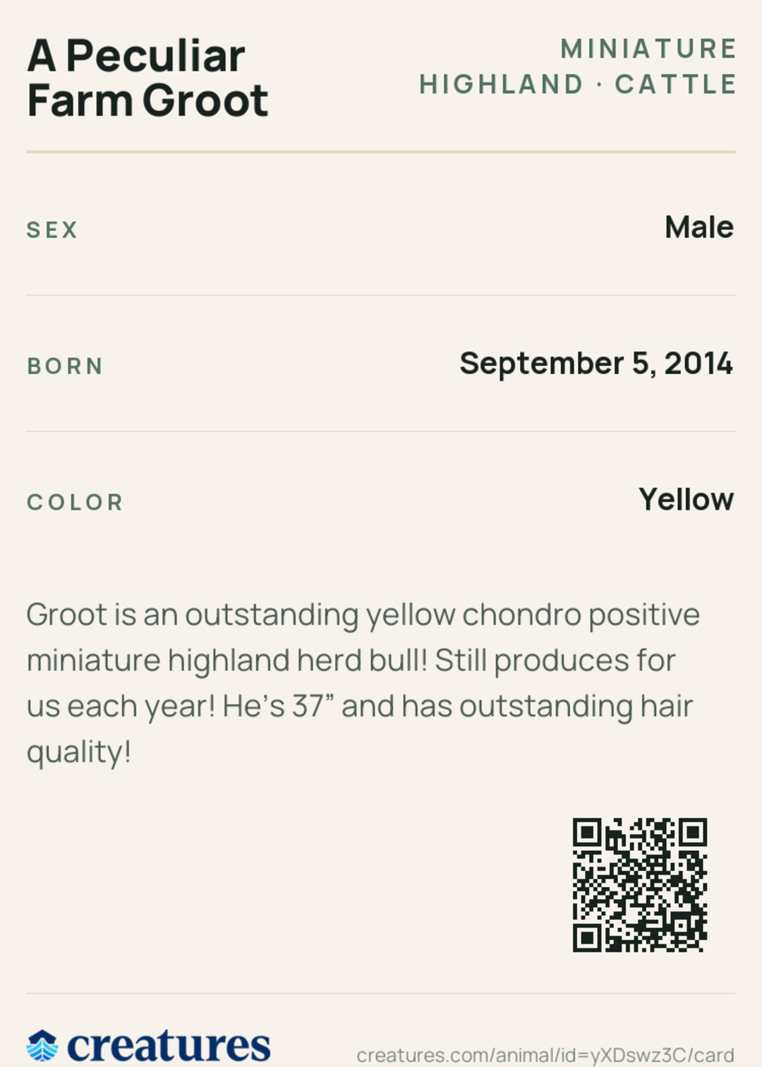 A Peculiar Farm Groot Creature Card back