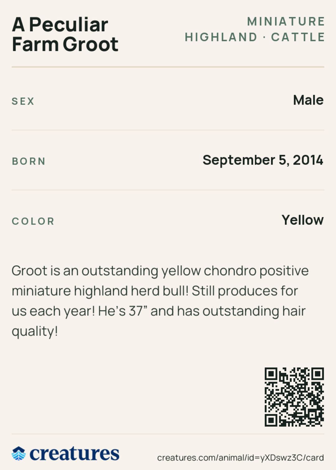 A Peculiar Farm Groot Creature Card back