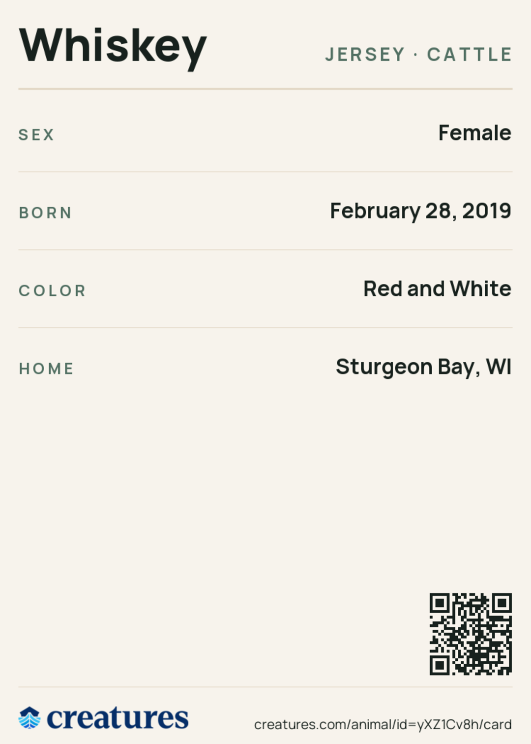 Whiskey Creature Card back