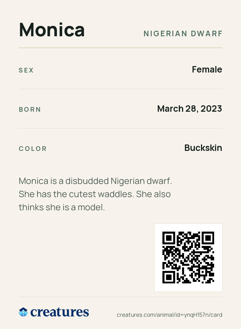 Monica Creature Card back