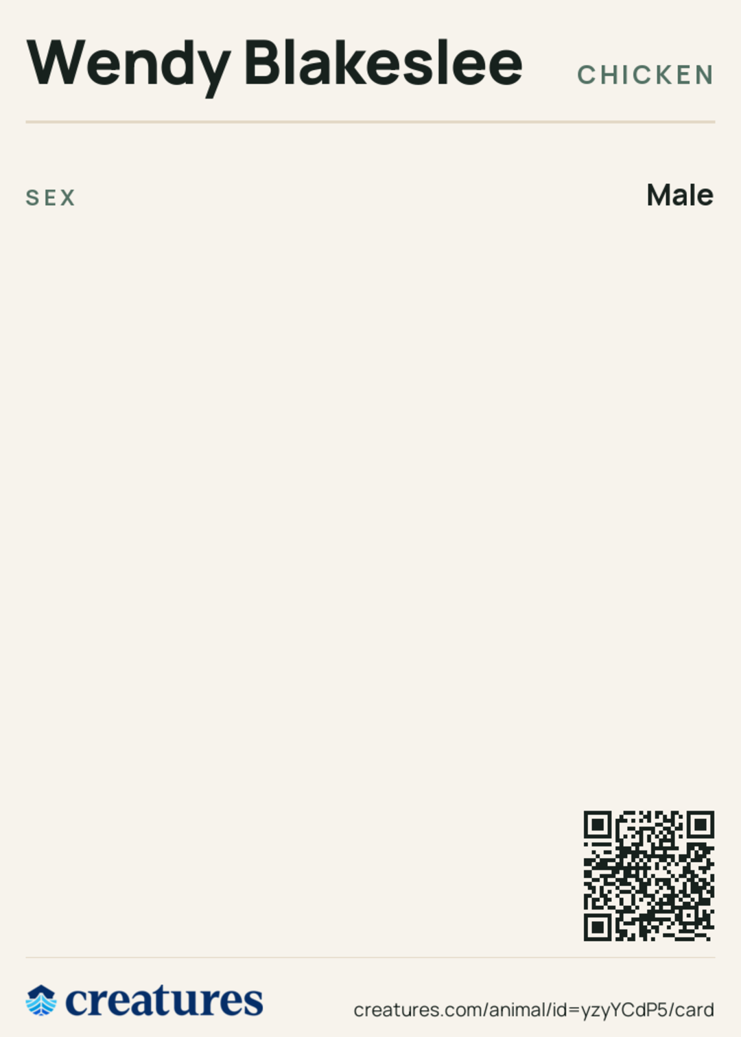 Wendy Blakeslee Creature Card back