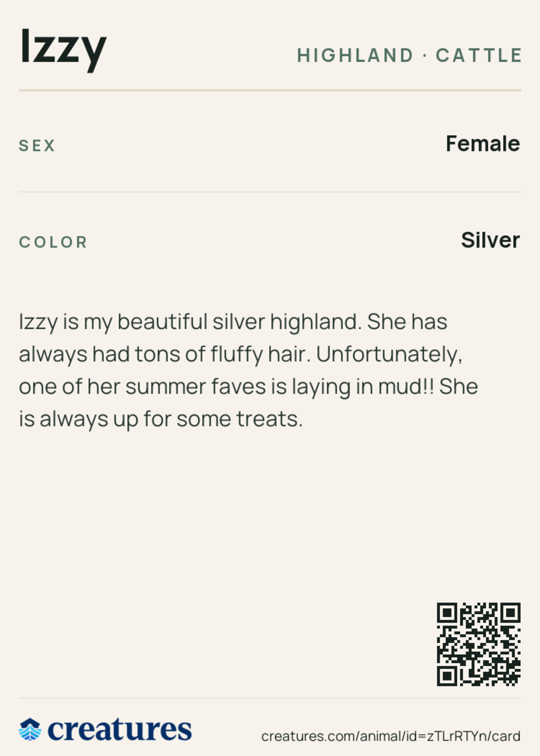 Izzy Creature Card back