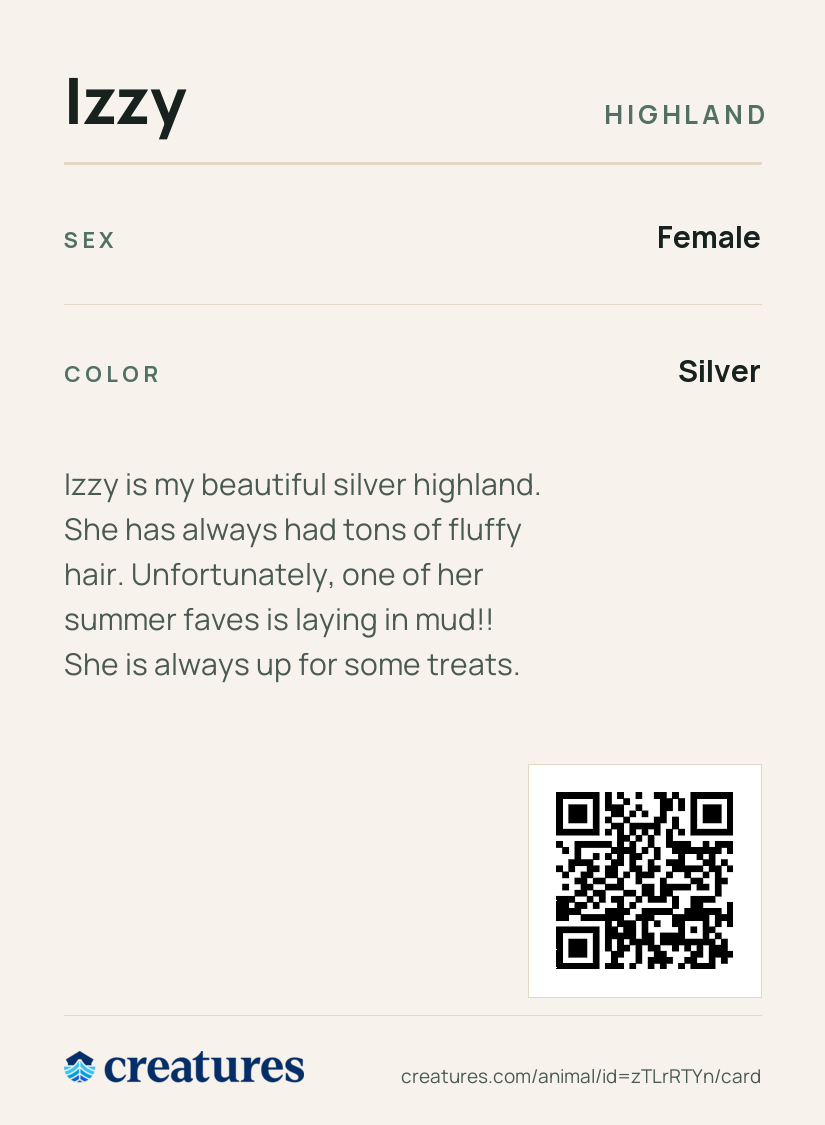 Izzy Creature Card back