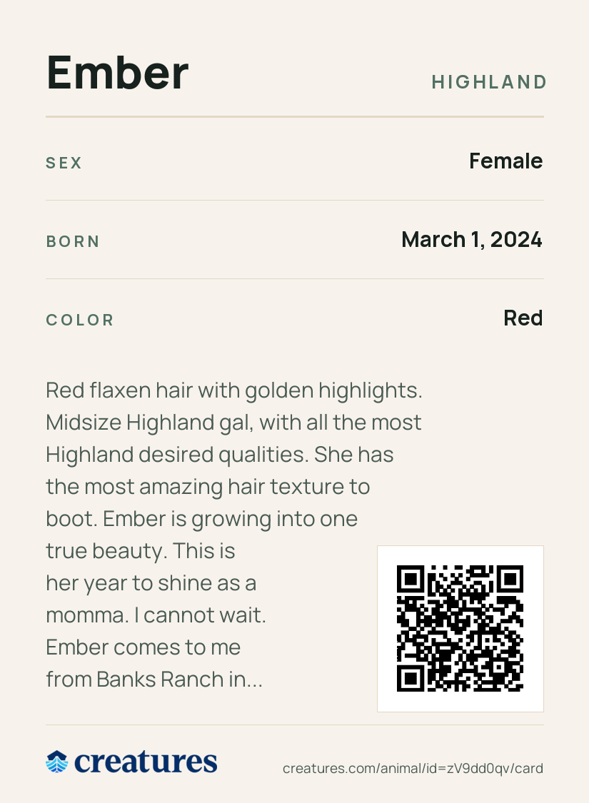 Ember Creature Card back