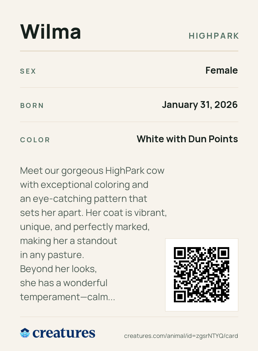 Wilma Creature Card back