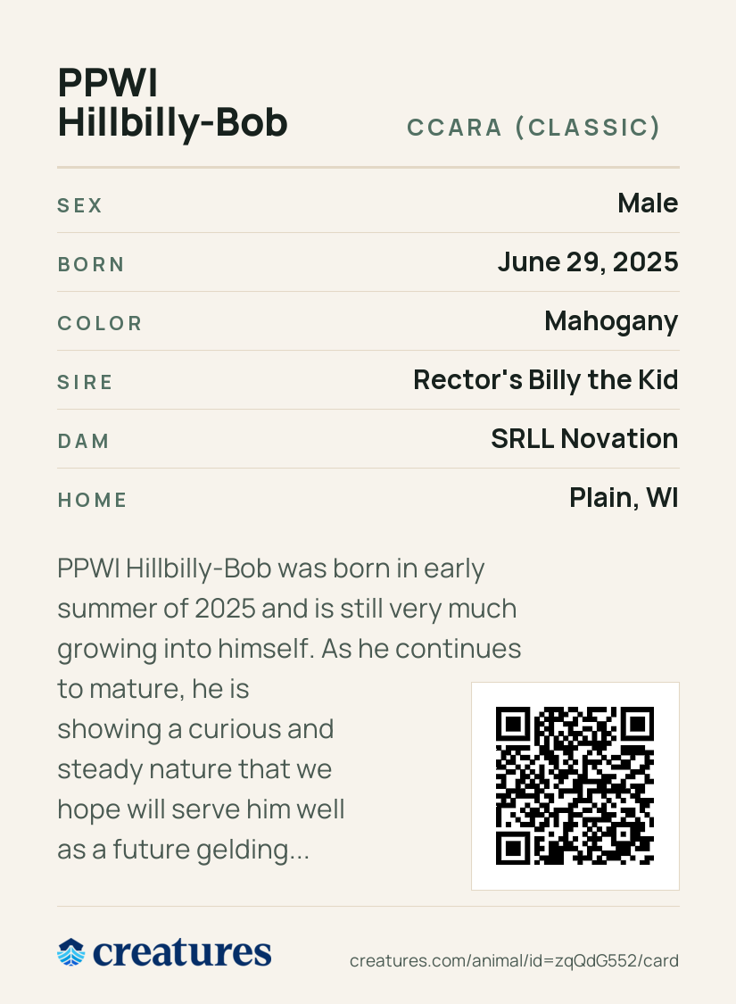 PPWI Hillbilly-Bob Creature Card back