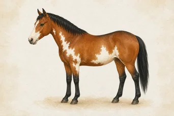 Illustration: Bay · primitive markings · Frame horse