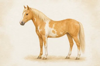 Illustration: Palomino (chestnut + one Cream) · Frame horse