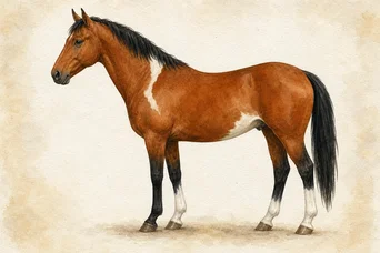Illustration: Minimal Tobiano · Bay horse