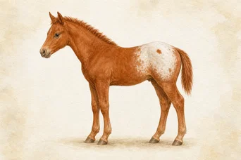 Illustration: Chestnut Anchor · Two Leopard Complex copies · Without PATN1 · Lower range · At birth horse