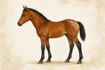 Illustration: Bay · Two Leopard Complex copies · Without PATN1 · Subtle or minimal · At birth horse
